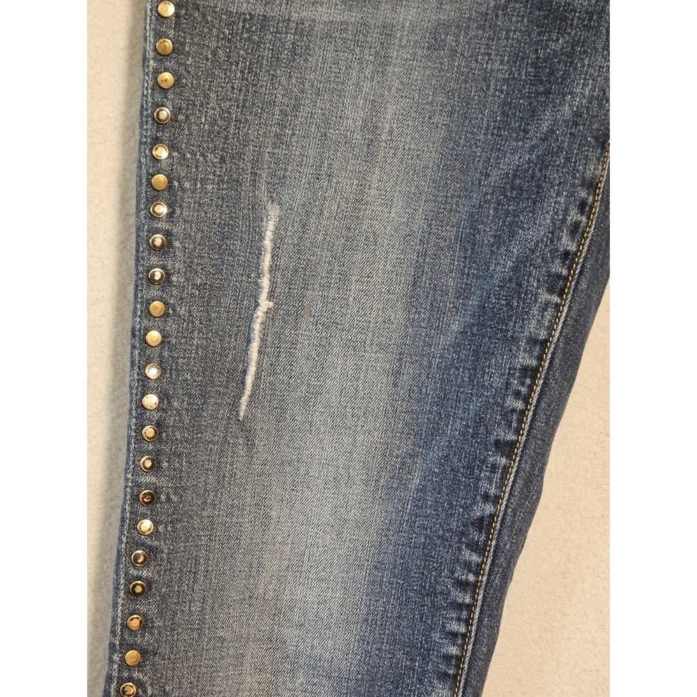 GRAY Saks Fifth Avenue Studded Skinny Jeans Medium Wash Distressed Women's - Picture 7 of 16
